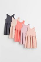 H & M - 5-pack Cotton Jersey Dresses - Red