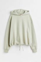H & M - Boxy Drawstring Hoodie - Green