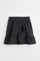 H & M - Flounce-trimmed Wrapover Skirt - Gray
