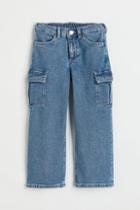 H & M - Comfort Stretch Wide Fit Cargo Jeans - Blue