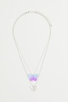 H & M - Double-strand Pendant Necklace - Purple