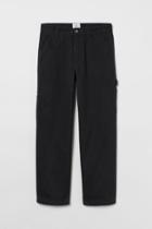 H & M - Relaxed Fit Twill Pants - Black