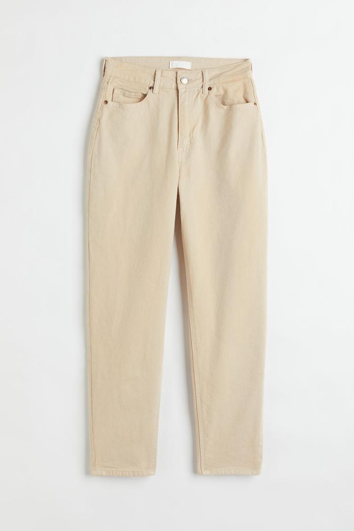 H & M - Slim Mom High Ankle Jeans - Beige