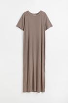 H & M - Ribbed Modal-blend T-shirt Dress - Brown