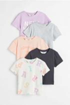 H & M - 5-pack Printed Jersey Tops - White