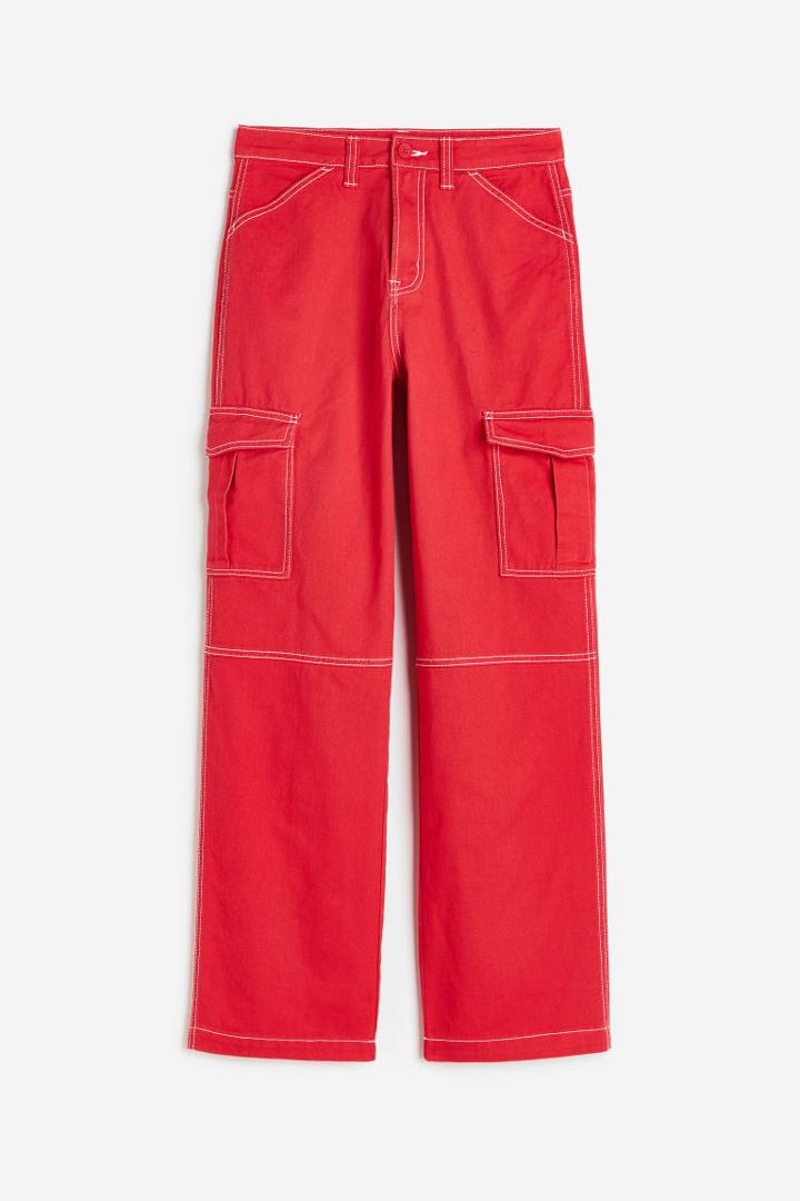 H & M - Twill Cargo Pants - Red