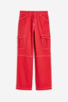 H & M - Twill Cargo Pants - Red