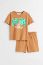 H & M - 2-piece Cotton Jersey Set - Beige