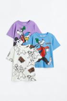H & M - 3-pack Printed T-shirts - Purple