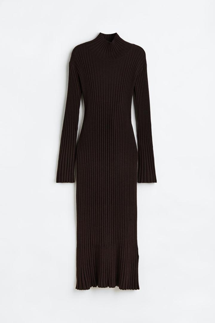H & M - Rib-knit Merino Wool Dress - Beige