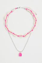 H & M - Double-strand Beaded Necklace - Pink