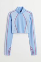H & M - Long-sleeved Crop Top - Blue