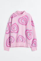 H & M - Oversized Mock-turtleneck Sweatshirt - Pink