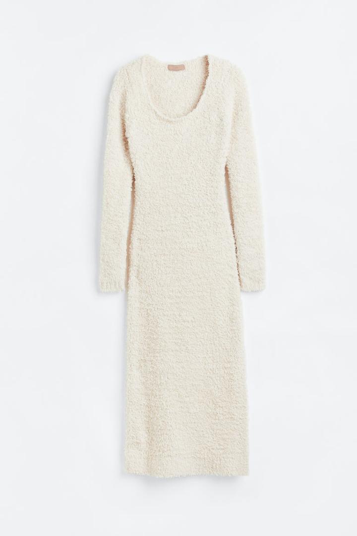 H & M - Fluffy-knit Dress - Beige