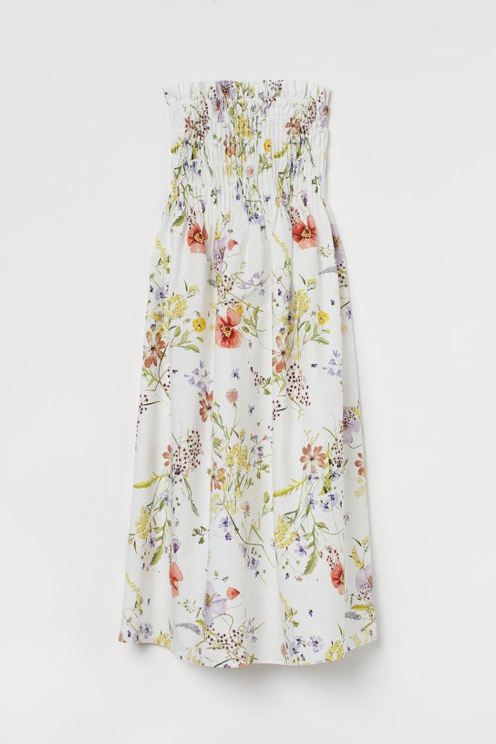H & M - Smocked Bandeau Dress - White