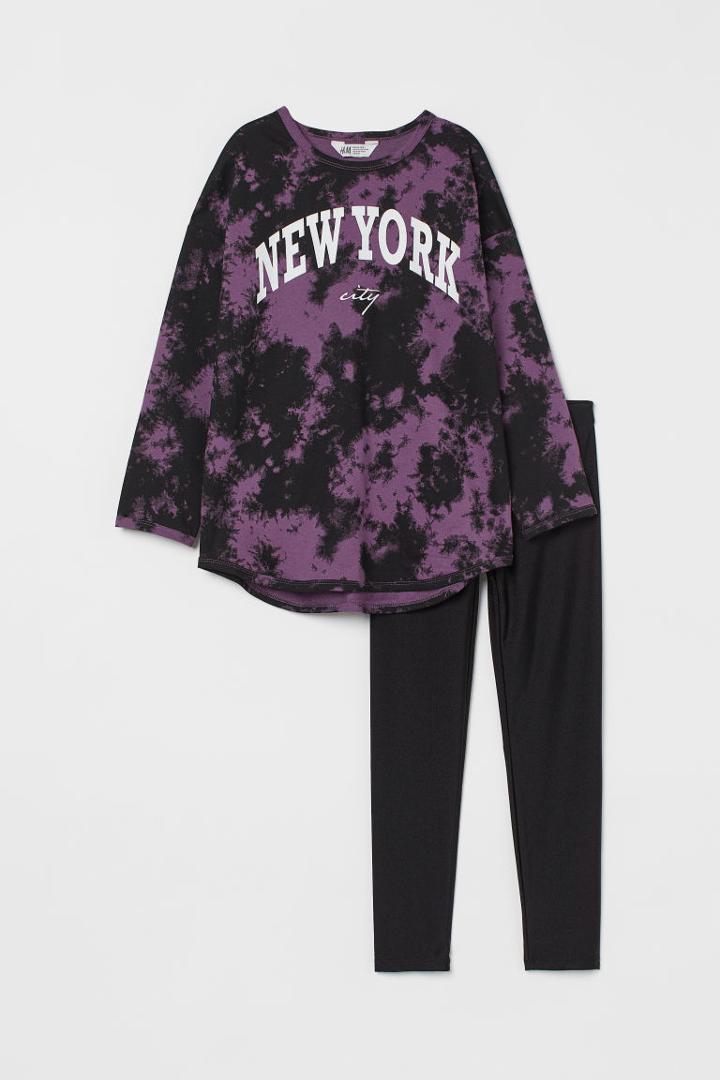 H & M - 2-piece Printed Set - Purple