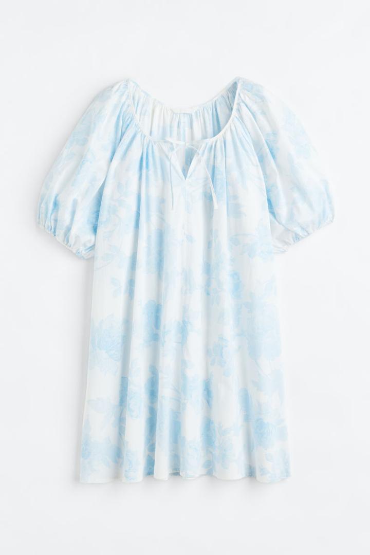 H & M - Voluminous Balloon-sleeved Dress - Blue