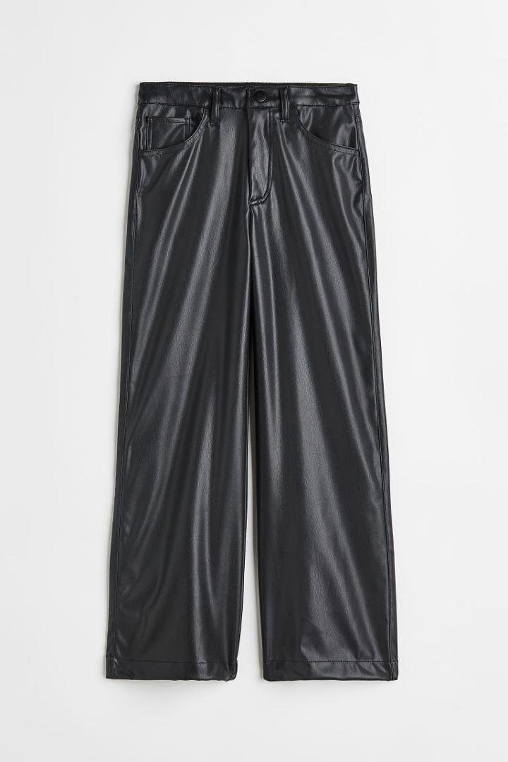H & M - Wide Fit High Twill Pants - Black