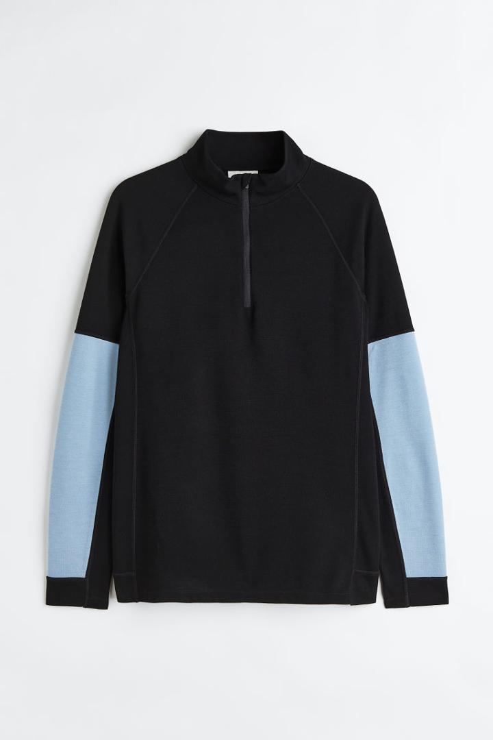 H & M - Wool-blend Base-layer Top - Black