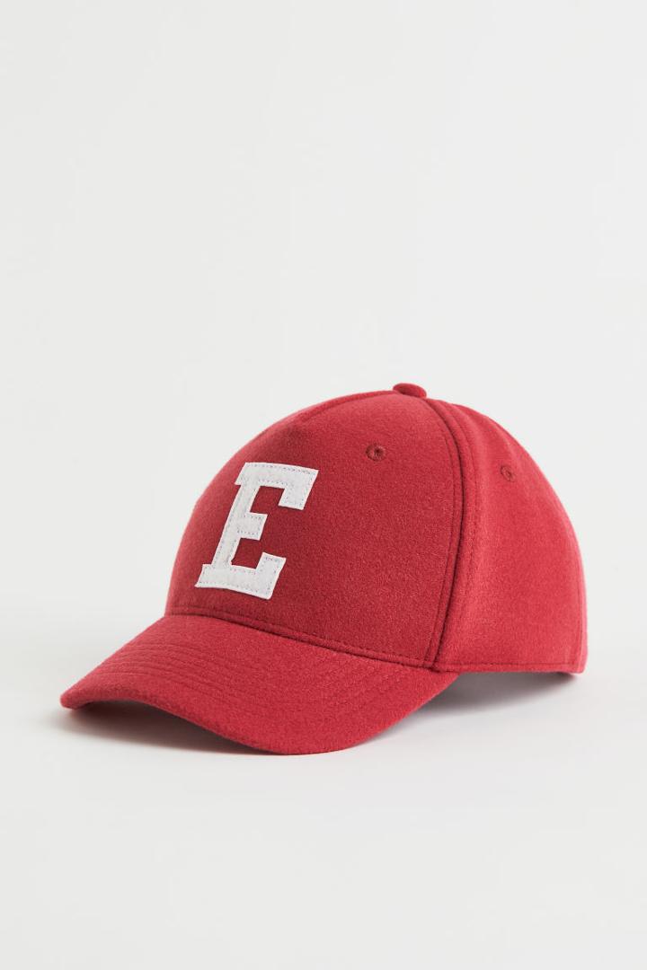H & M - Appliqud Felted Cap - Red