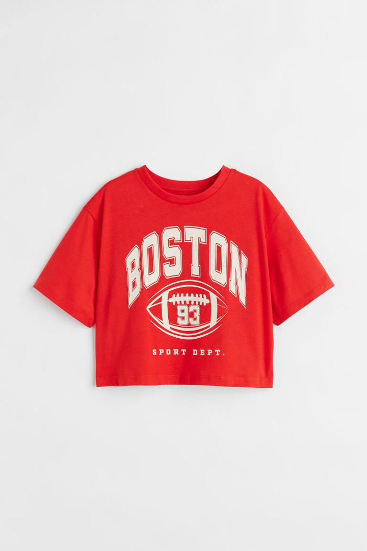 H & M - Cotton Crop Top - Red