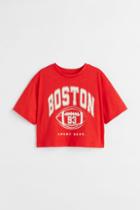 H & M - Cotton Crop Top - Red