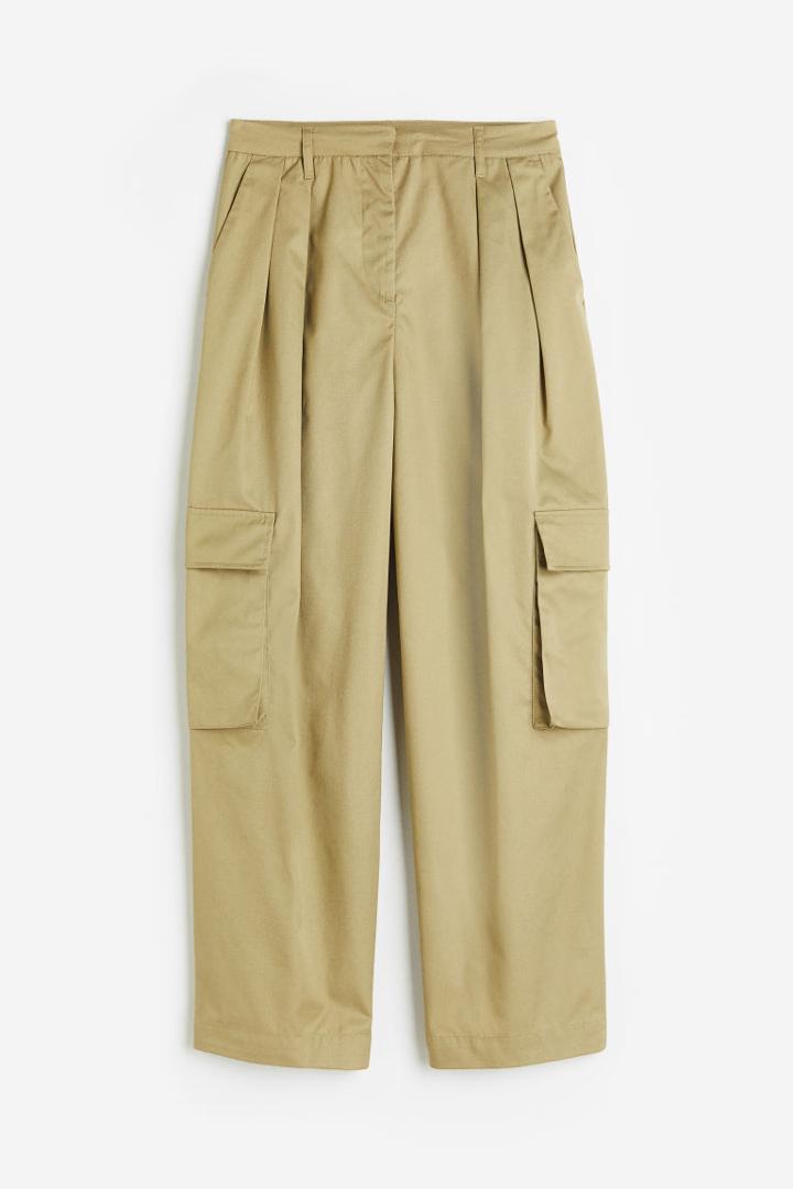 H & M - Wide-leg Utility Pants - Green