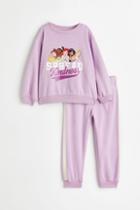 H & M - 2-piece Printed Sweatshirt Set - Purple