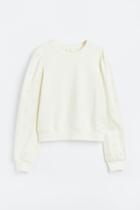 H & M - Sweatshirt With Eyelet Embroidery - White