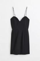 H & M - Rhinestone-strap Dress - Black