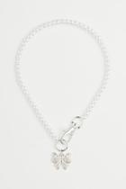 H & M - Short Beaded Necklace With Pendant - White