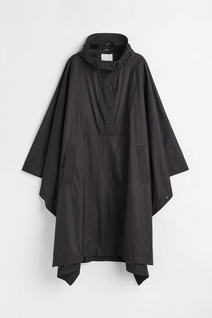 H & M - Hooded Rain Cape - Black
