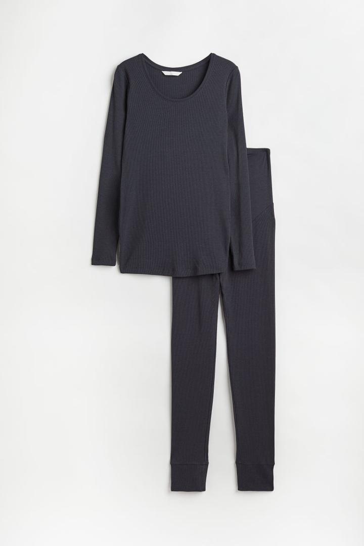 H & M - Mama Before & After Ribbed Set - Blue