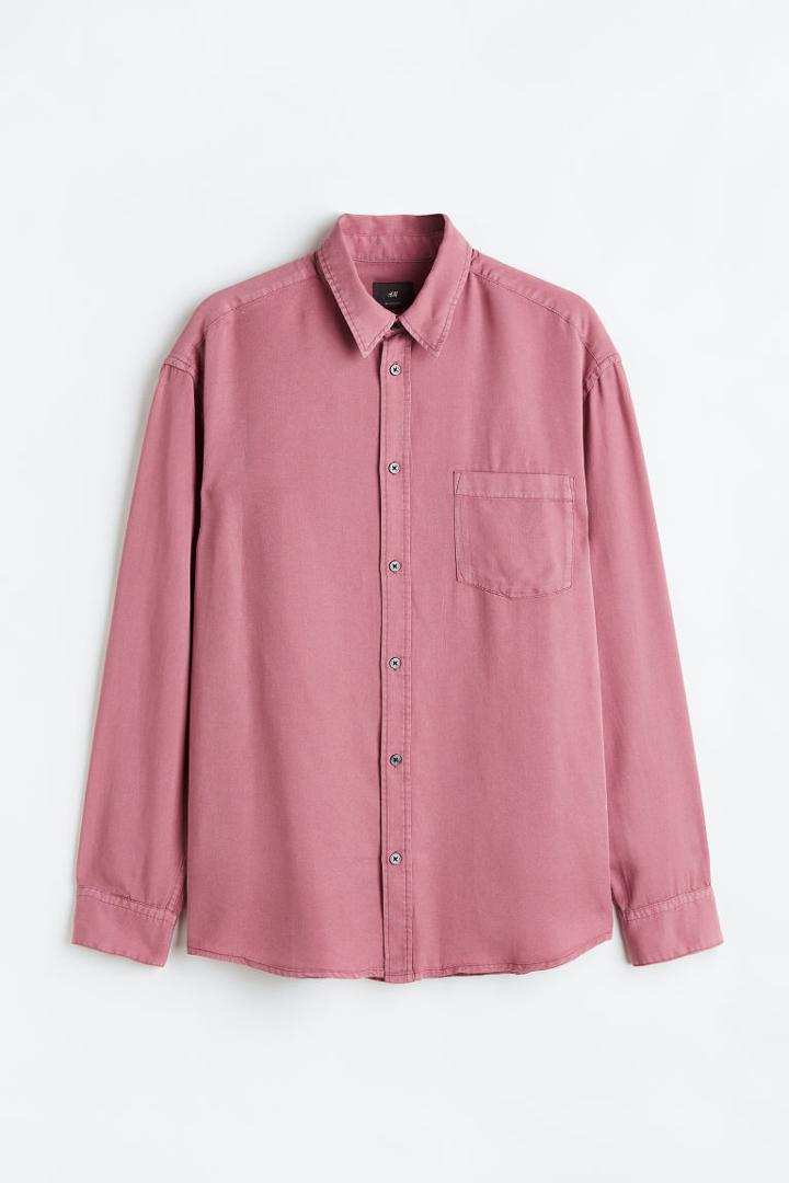 H & M - Relaxed Fit Lyocell Shirt - Pink