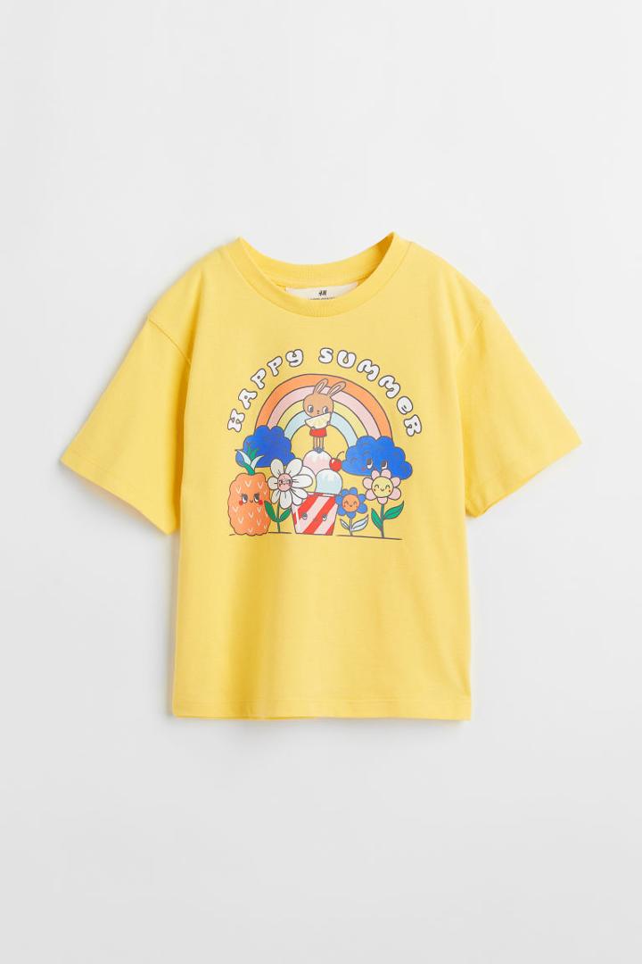 H & M - T-shirt With Motif - Yellow
