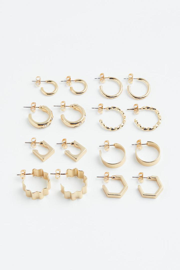H & M - 8 Pairs Hoop Earrings - Gold