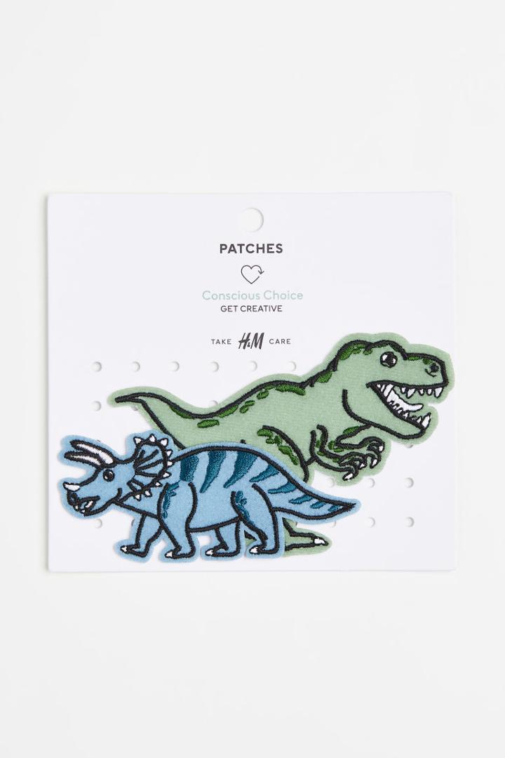 H & M - Dinosaur-theme Repair Patches - Blue
