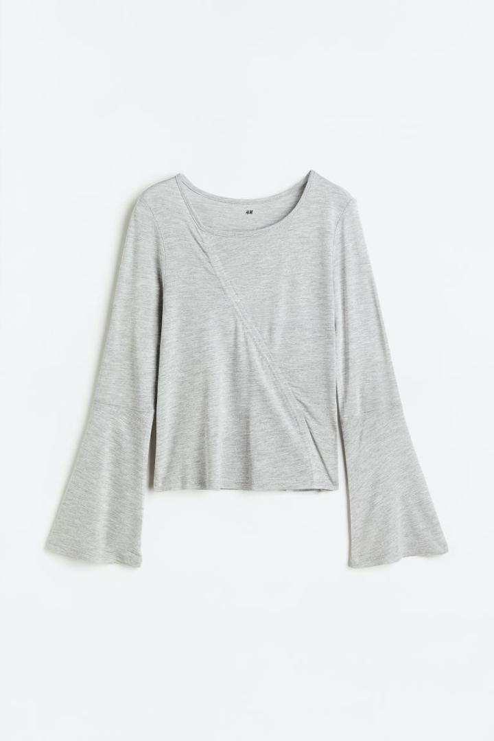 H & M - Gathered Jersey Top - Gray