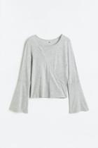 H & M - Gathered Jersey Top - Gray