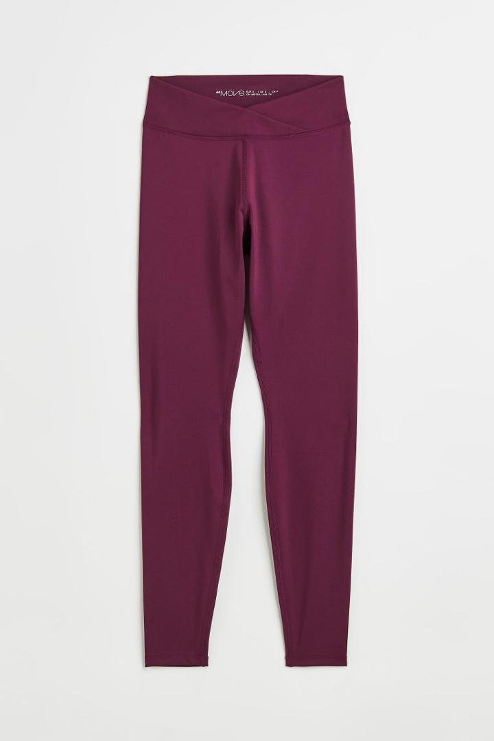 H & M - Wrapover-waist Sports Leggings - Pink