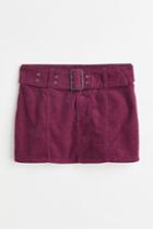 H & M - Belted Mini Skirt - Pink