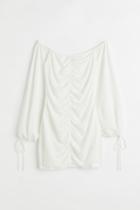 H & M - Fitted Off-the-shoulder Dress - White