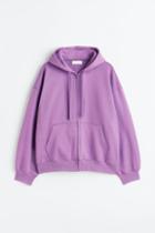 H & M - Oversized Fit Hooded Cotton Jacket - Purple