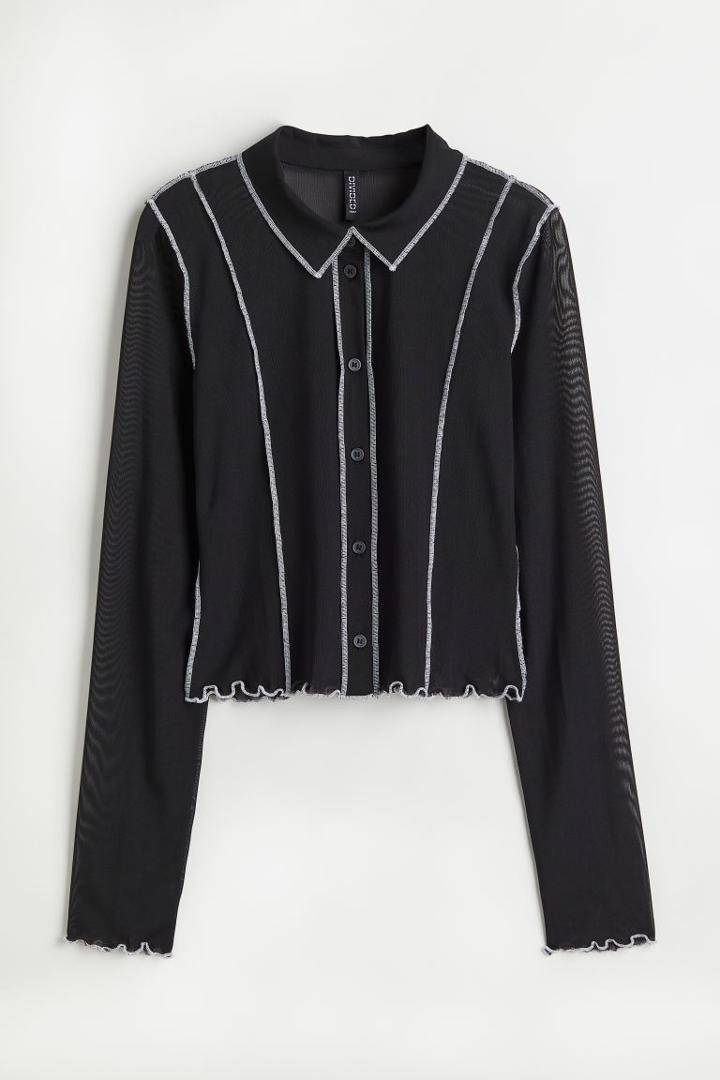 H & M - Mesh Shirt - Black