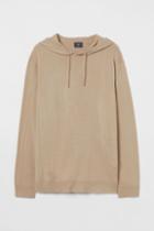 H & M - Regular Fit Knit Hoodie - Beige