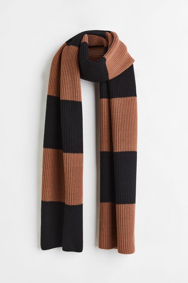 H & M - Rib-knit Scarf - Beige