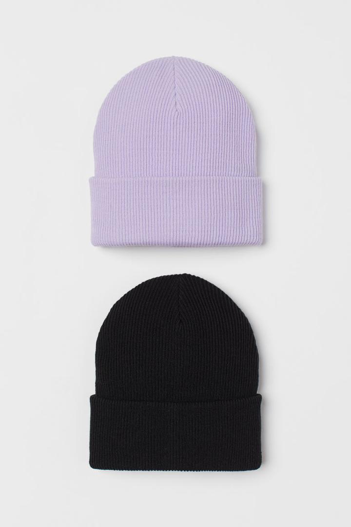 H & M - 2-pack Knit Hats - Purple