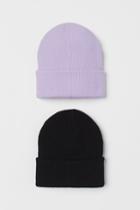H & M - 2-pack Knit Hats - Purple