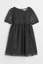H & M - Dotted Tulle Dress - Gray