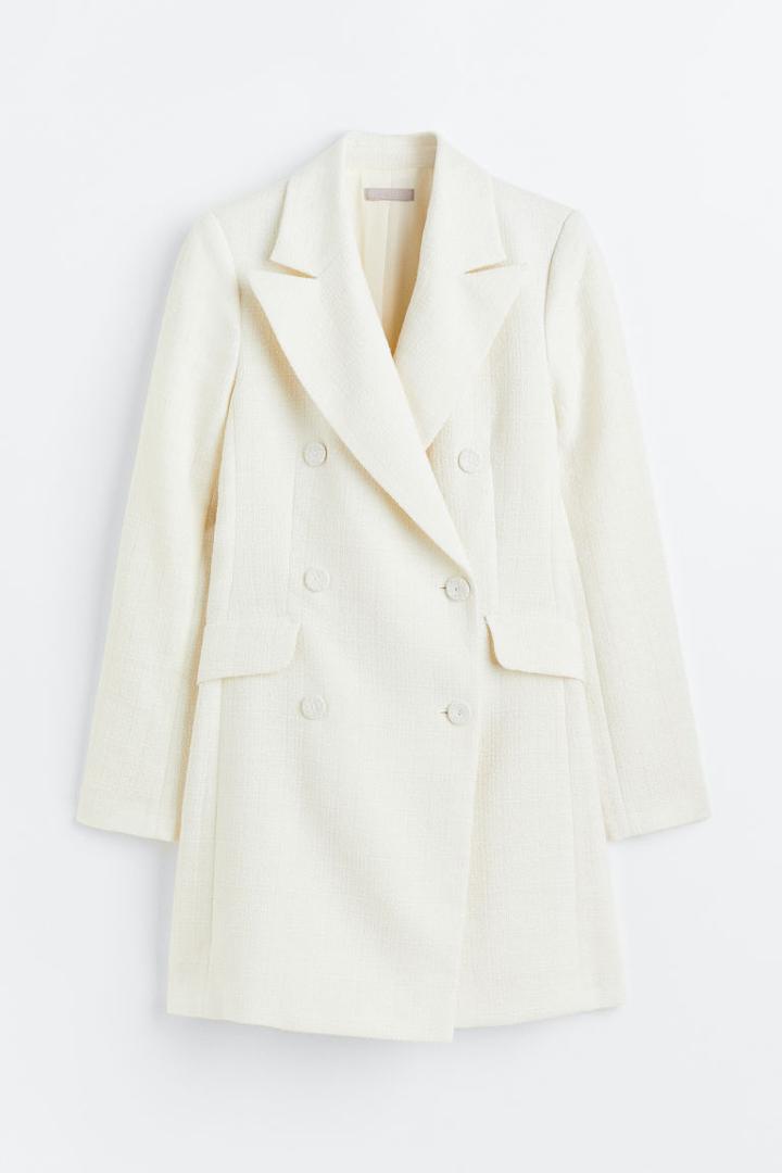H & M - Boucl Jacket Dress - White